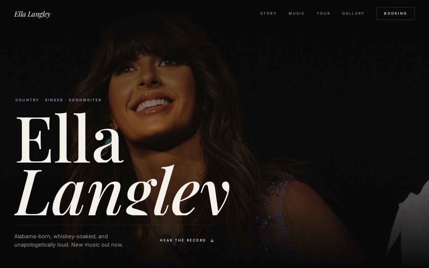 Ella Langley musician website homepage
